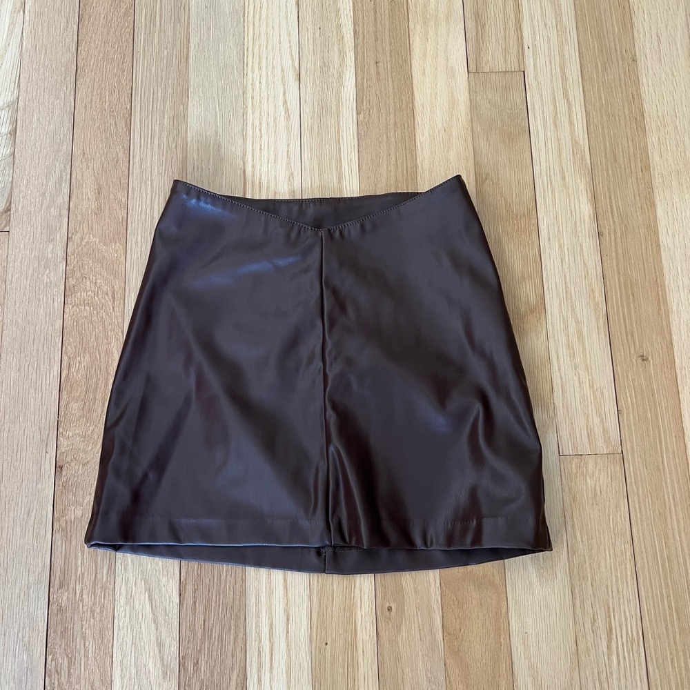 H&M Brown Leather Mini Skirt